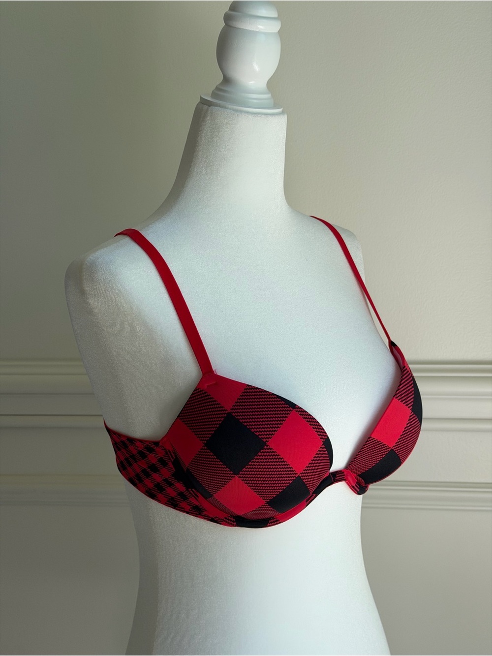 Victoria's Secret Red and Black Plaid Push-Up Bra
